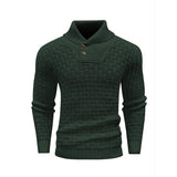 Men’s Button Neck Sweater in Textured Knit Style | Warm Pullover Jumper