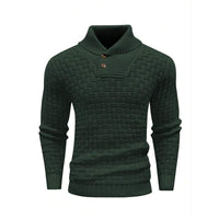 Men’s Button Neck Sweater in Textured Knit Style | Warm Pullover Jumper