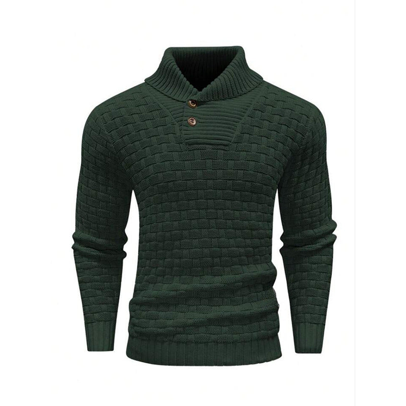 Men’s Button Neck Sweater in Textured Knit Style | Warm Pullover Jumper