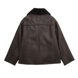 Women’s Leather Look Winter Jacket with Oversized Fit | Stylish Ladies Coat