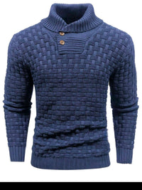 Men’s Button Neck Sweater in Textured Knit Style | Warm Pullover Jumper