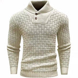 Men’s Button Neck Sweater in Textured Knit Style | Warm Pullover Jumper