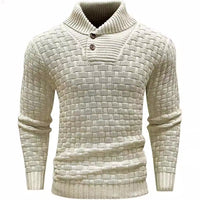 Men’s Button Neck Sweater in Textured Knit Style | Warm Pullover Jumper
