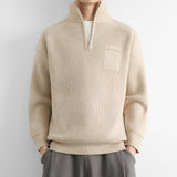 Men’s Quarter Zip Sweater | Classic Knit Jumper with Stand Collar