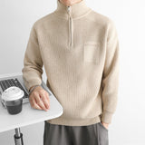 Men’s Quarter Zip Sweater | Classic Knit Jumper with Stand Collar