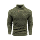 Men’s Button Neck Sweater in Textured Knit Style | Warm Pullover Jumper