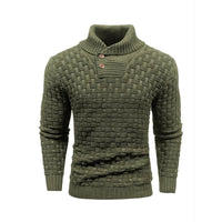 Men’s Button Neck Sweater in Textured Knit Style | Warm Pullover Jumper
