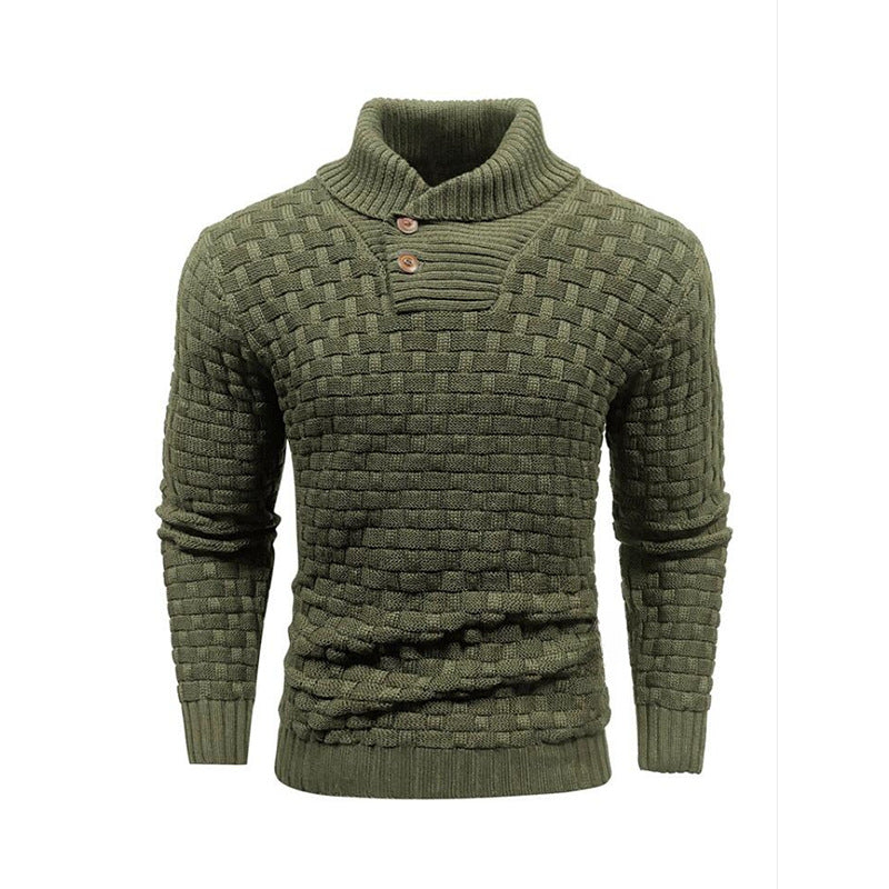 Men’s Button Neck Sweater in Textured Knit Style | Warm Pullover Jumper
