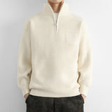 Men’s Quarter Zip Sweater | Classic Knit Jumper with Stand Collar