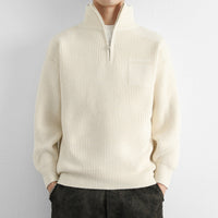 Men’s Quarter Zip Sweater | Classic Knit Jumper with Stand Collar