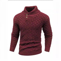 Men’s Button Neck Sweater in Textured Knit Style | Warm Pullover Jumper