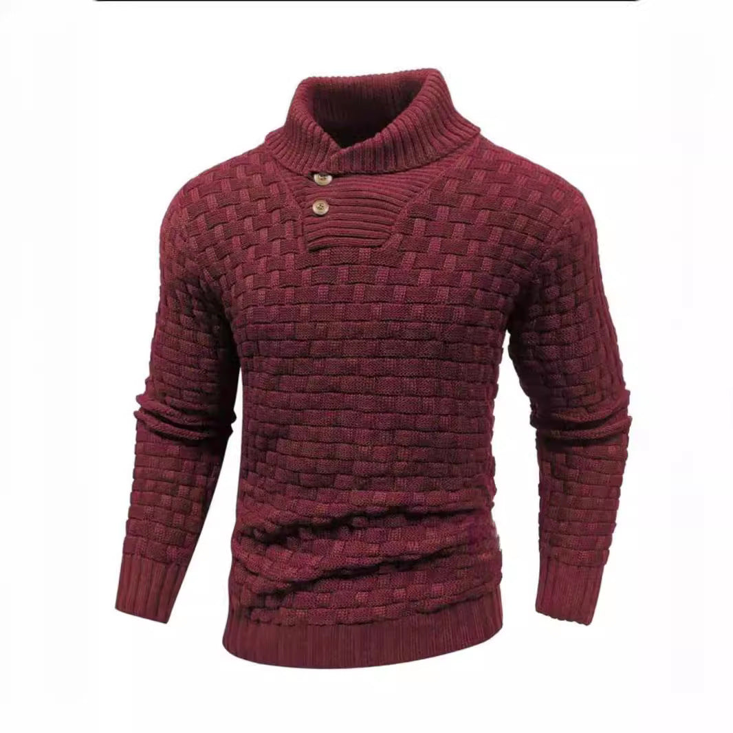 Men’s Button Neck Sweater in Textured Knit Style | Warm Pullover Jumper