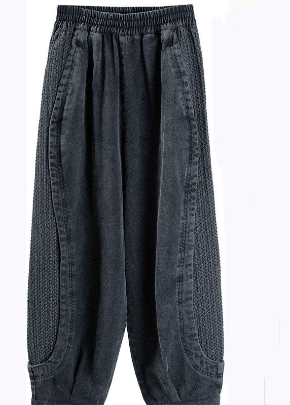 Women’s Plus Size Grey Jeans in Patchwork Harem Fit | Loose Wide Leg Denim Trousers