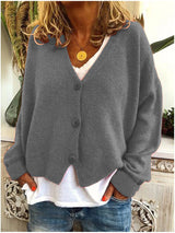 Women’s V-Neck Button Cardigan | Relaxed Fit | Soft Knit Layer | Autumn Ready