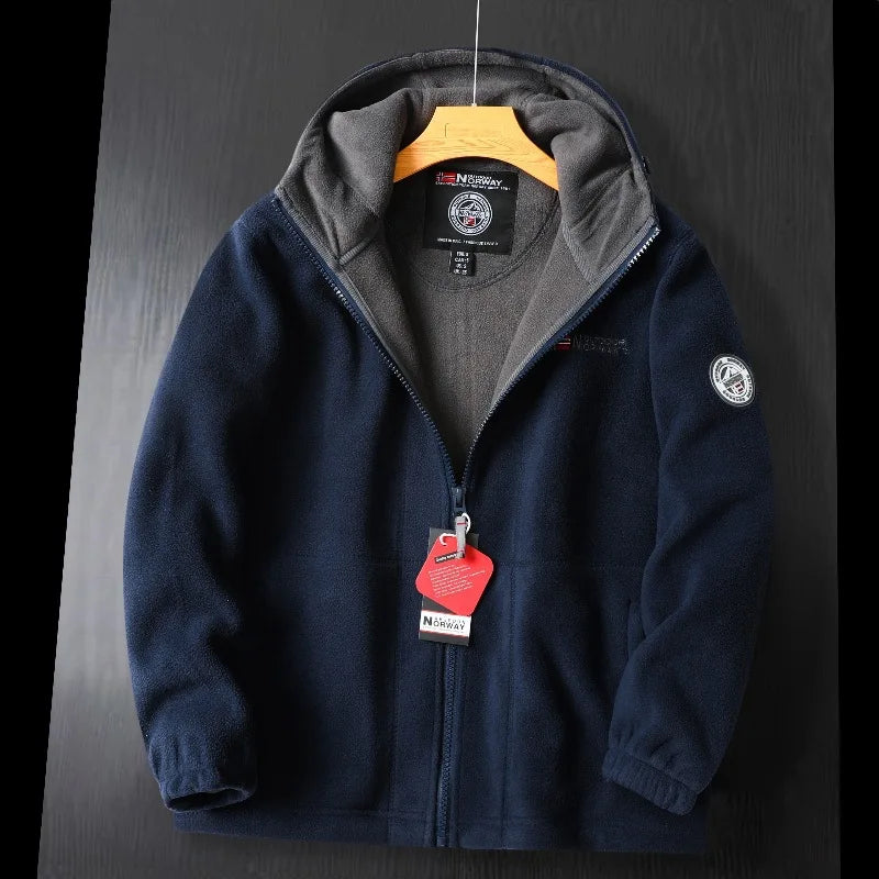 Men’s Fleece Jacket with Hooded Winter Style | Warm Casual Outdoor Coat