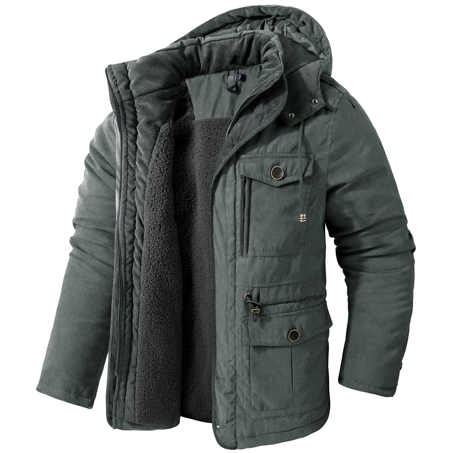 Men’s Winter Fleece Jacket | Hooded Warm Casual Coat