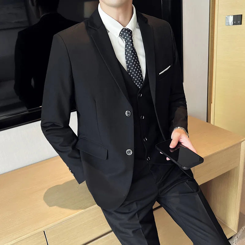 Men’s Slim Fit 3 Piece Wedding Suit | Classic Formal Suit Style for Business and Events