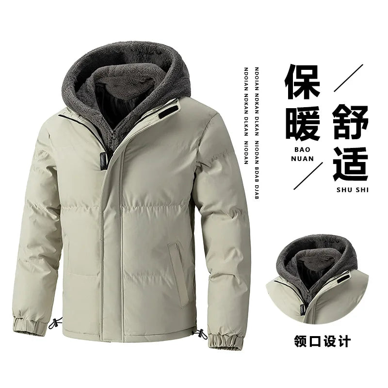 Men’s Fleece Lined Puffer Jacket in Winter Style | Thick Warm Padded Coat