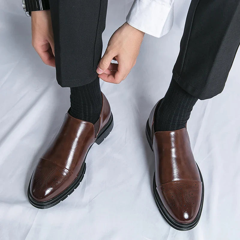 Men’s Leather Slip On Shoes Smart Casual Loafers | Classic Dress Shoes Men