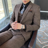 Men’s Slim Fit 3 Piece Wedding Suit | Modern Checked Tuxedo Style for Formal Events