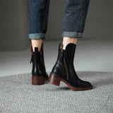 Women’s Ankle Boots with Block Heel | Stylish Zipper Short Boots