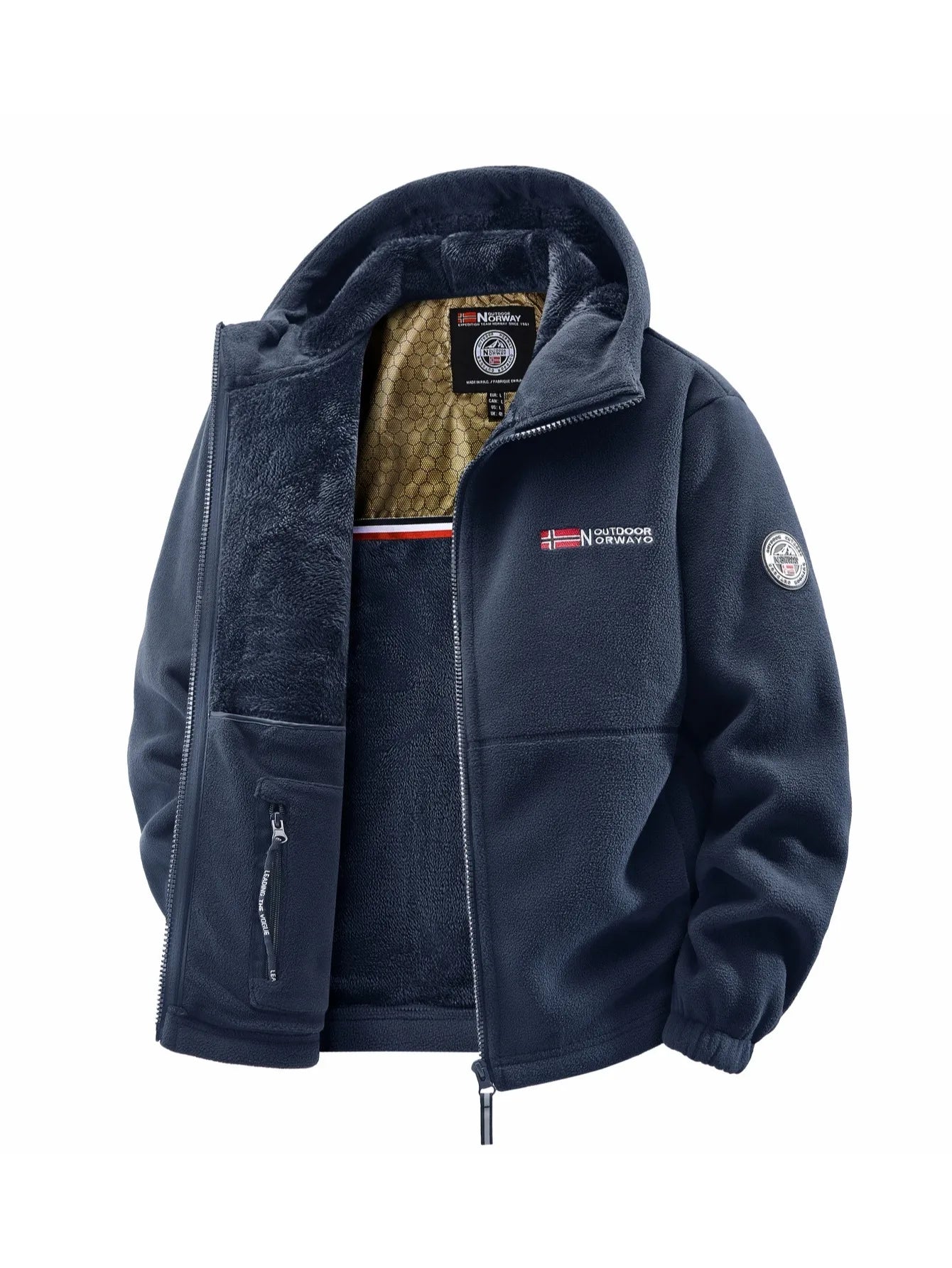 Men’s Fleece Jacket in Warm Winter Style | Outdoor Casual Zip Up Coat