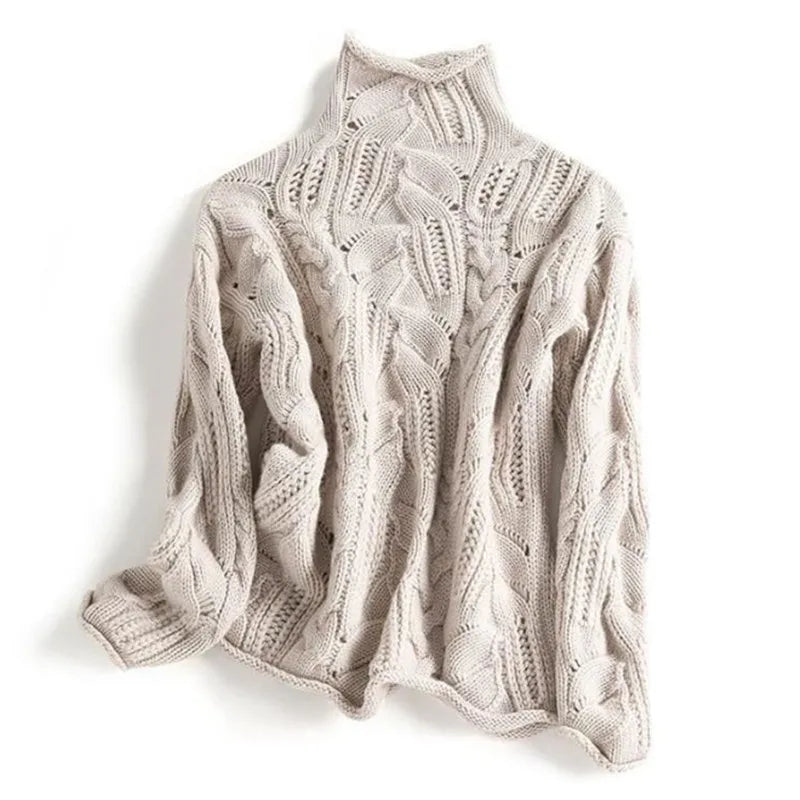 Women’s Roll Neck Jumper with Cable Knit | Warm Winter Sweater for Ladies