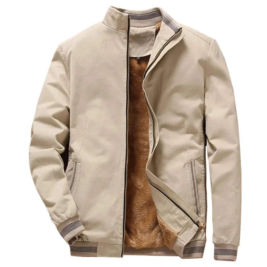 Men’s Fleece Lined Bomber Jacket with Zip | Warm Winter Casual Coat