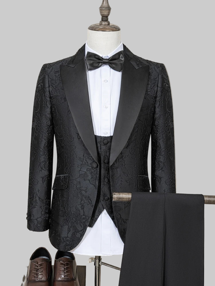Men’s Black Slim Fit 3 Piece Wedding Suit | Classic Tuxedo Style for Formal Events