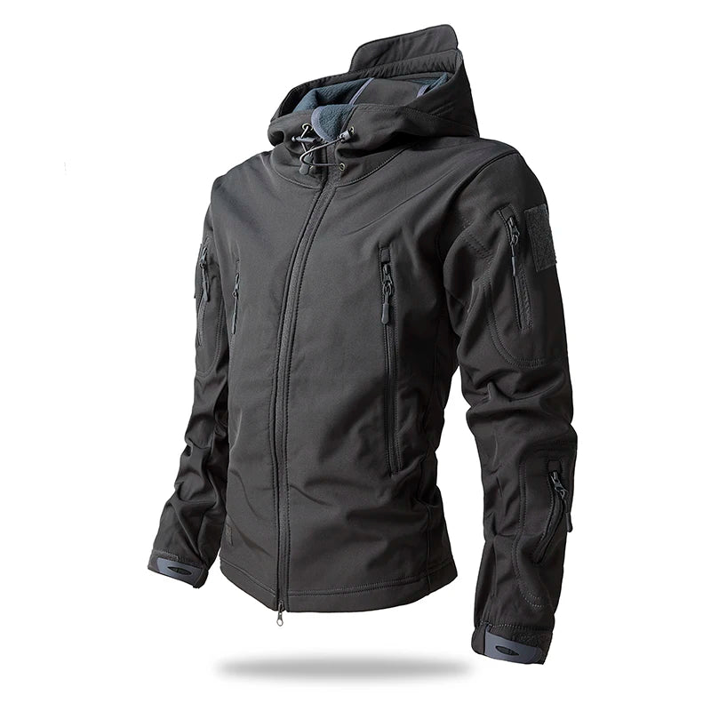 Men’s Tactical Camouflage Soft Shell Jacket with Hood | Waterproof Outdoor Coat