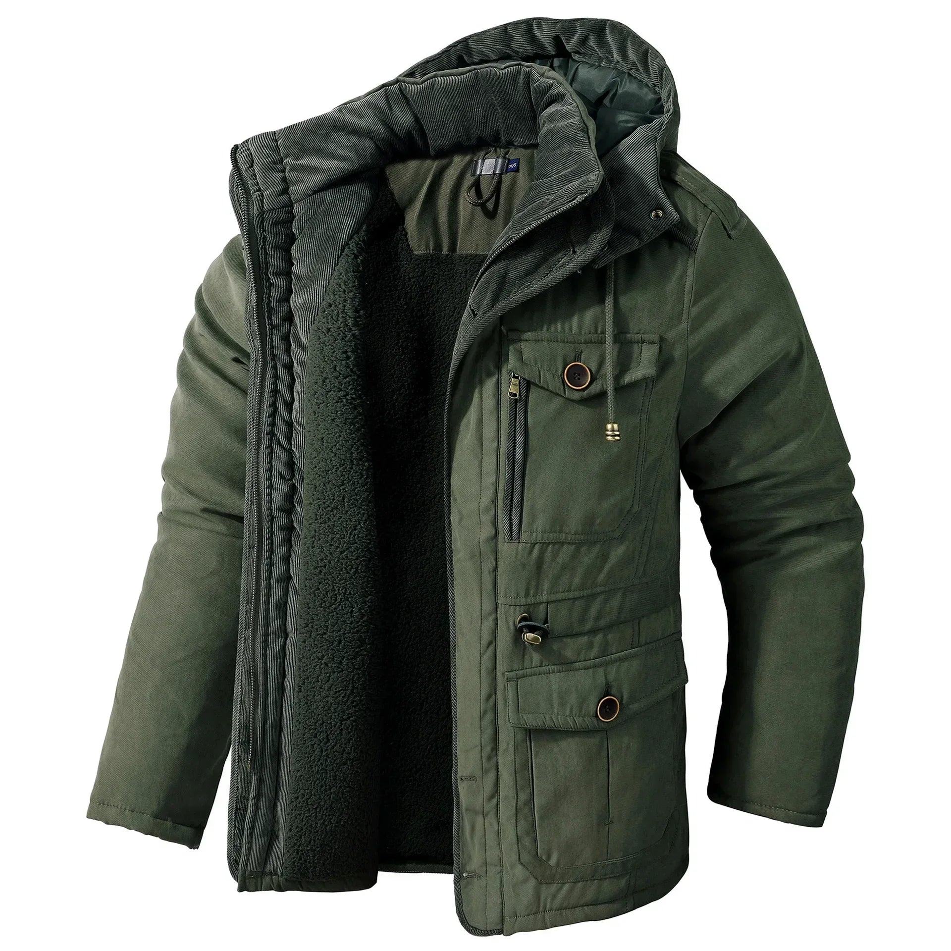 Men’s Winter Fleece Jacket | Hooded Warm Casual Coat