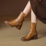 Women’s Ankle Boots with Block Heel | Stylish Zipper Short Boots