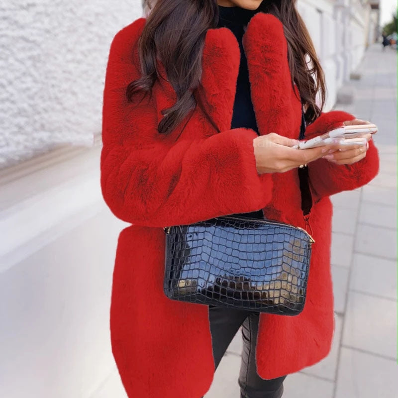 Women’s Faux Fur Winter Coat with Oversized Fit | Warm Ladies Fur Jacket