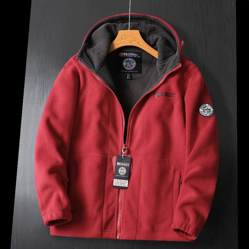 Men’s Fleece Jacket with Hooded Winter Style | Warm Casual Outdoor Coat