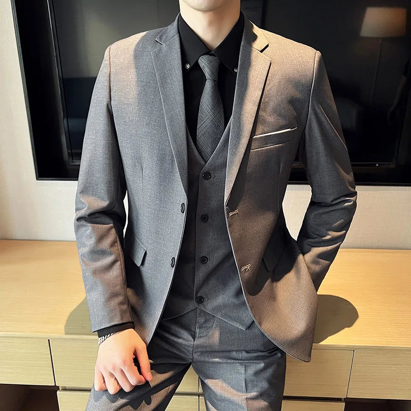 Men’s Slim Fit 3 Piece Wedding Suit | Classic Formal Suit Style for Business and Events