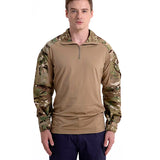 Men’s Tactical Quarter Zip Sweater with Camouflage Sleeves | Lightweight Outdoor Jumper