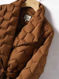 Women’s Belted Puffer Jacket in Elegant Quilted Style | Long Winter Coat