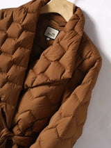 Women’s Long Down Jacket with Belt | Warm Puffer Winter Coat