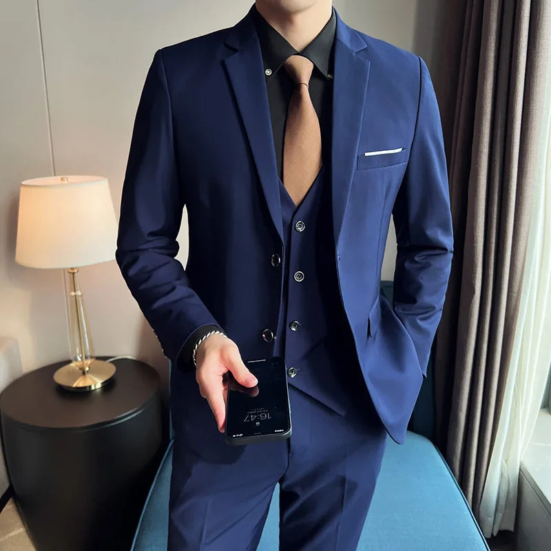 Men’s Slim Fit 3 Piece Wedding Suit | Classic Formal Suit Style for Business and Events