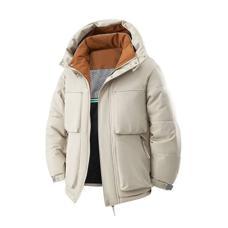 Men’s Hooded Puffer Jacket in Winter Style | Thick Warm Padded Casual Coat