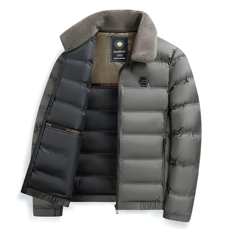 Men’s Puffer Jacket with Stand Collar | Warm Slim Fit Winter Coat
