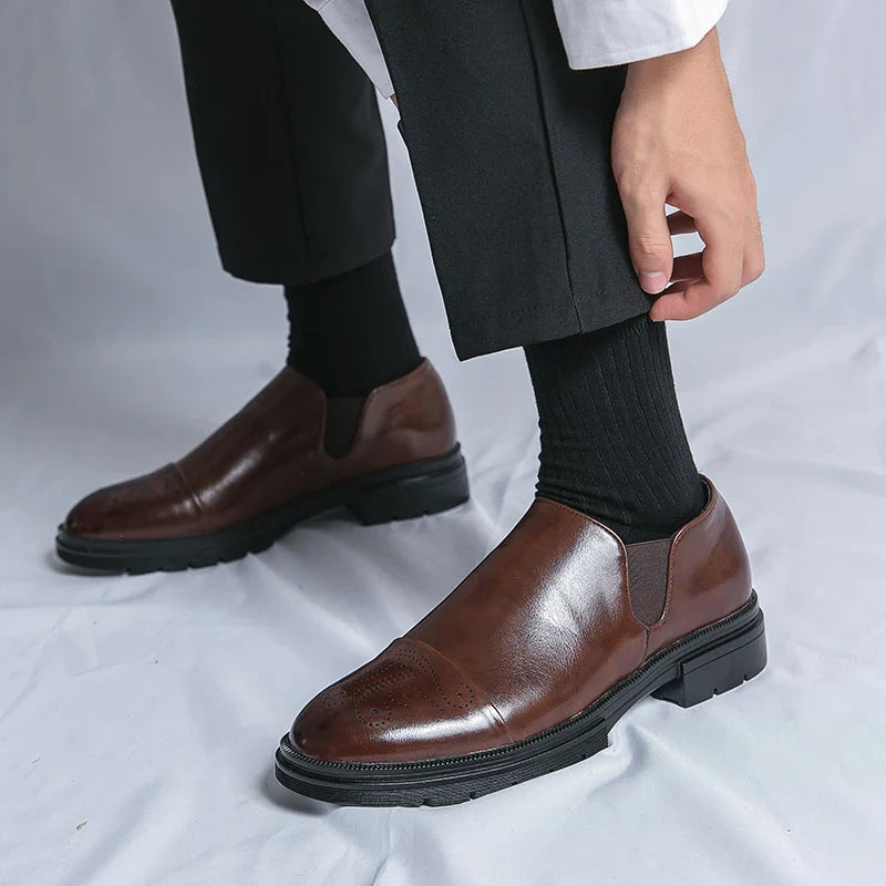 Men’s Leather Slip On Shoes Smart Casual Loafers | Classic Dress Shoes Men