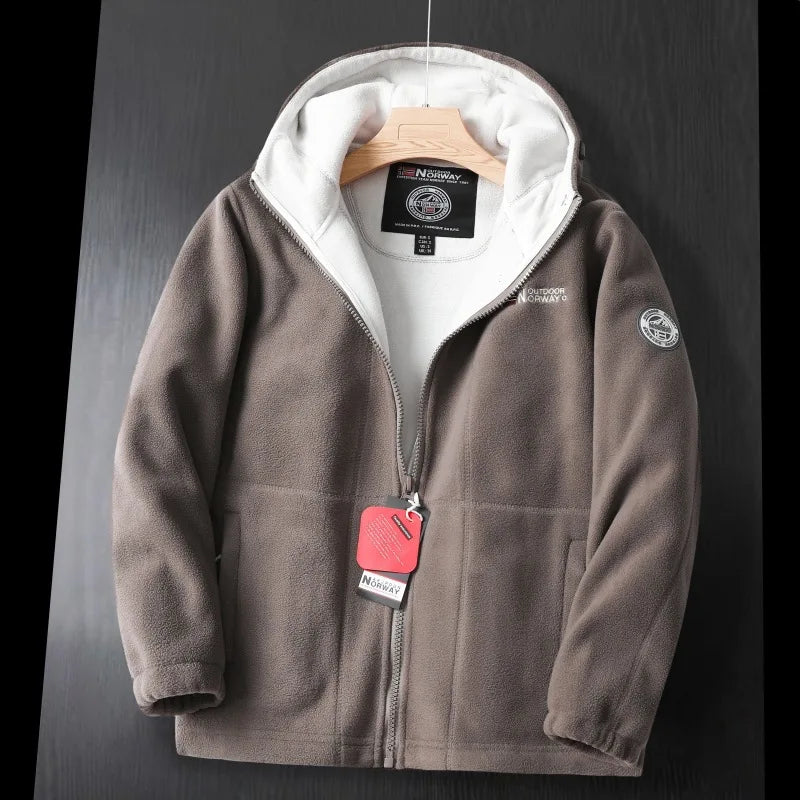 Men’s Fleece Jacket with Hooded Winter Style | Warm Casual Outdoor Coat
