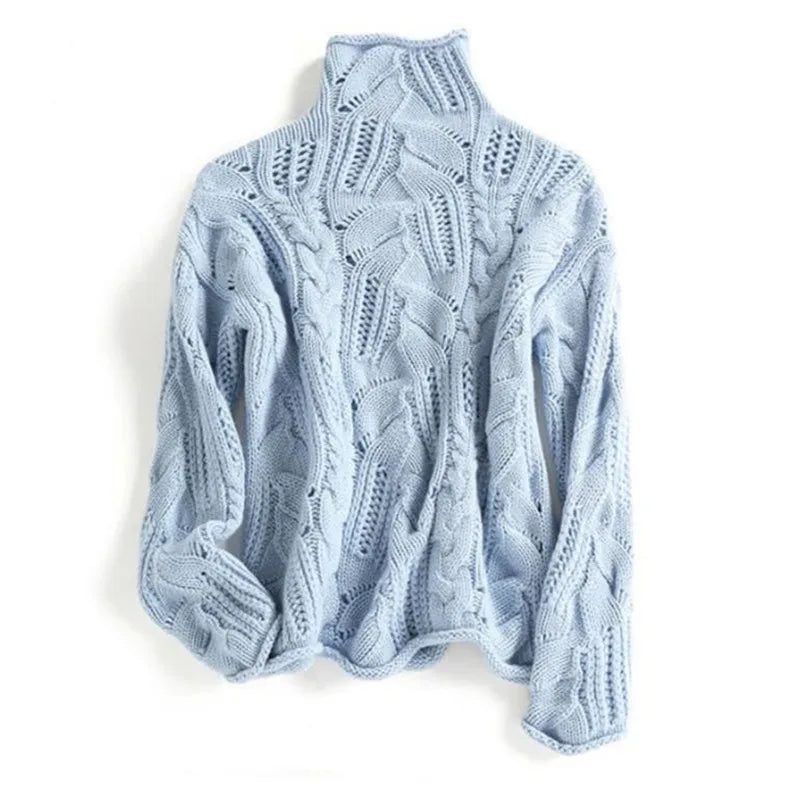 Women’s Roll Neck Jumper with Cable Knit | Warm Winter Sweater for Ladies