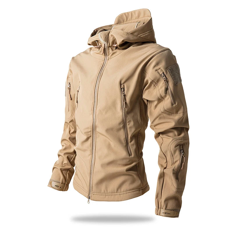 Men’s Tactical Camouflage Soft Shell Jacket with Hood | Waterproof Outdoor Coat