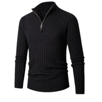 Men’s Ribbed Half Zip Jumper | High Collar Knit | Zip-Up Sweater | Tailored Fit