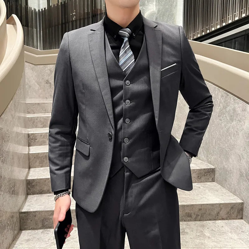 Men’s Slim Fit 3 Piece Wedding Suit | Classic Formal Suit Style for Business and Events