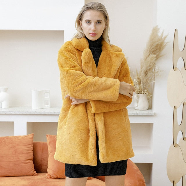 Women’s Faux Fur Winter Coat with Oversized Fit | Warm Ladies Fur Jacket