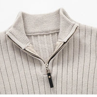Men’s Ribbed Half Zip Jumper | High Collar Knit | Zip-Up Sweater | Tailored Fit