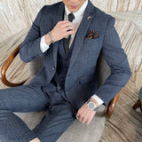 Men’s Slim Fit 3 Piece Wedding Suit | Modern Checked Tuxedo Style for Formal Events